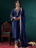 Varanga Women Ethnic Motifs Embroidered Kurta with Embroidered Trousers & With Dupatta