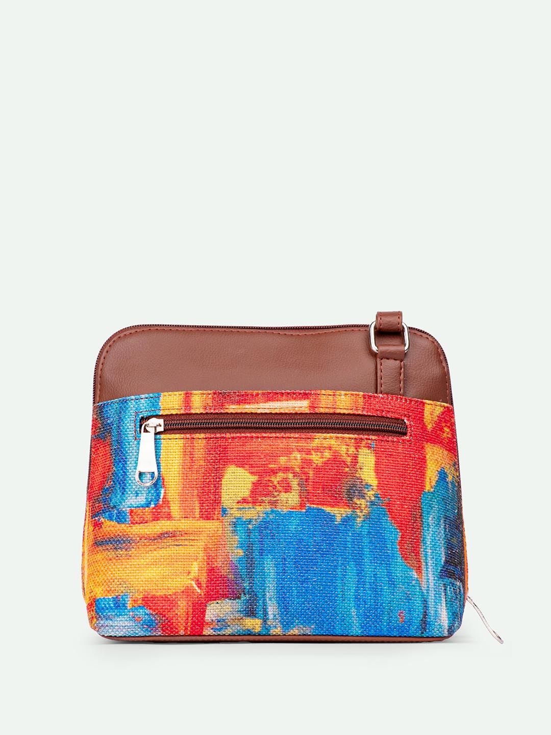 ZOUK Abstract Printed Structured Sling Bag