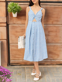 DressBerry Cutie Couture Floral & Striped Cut-Out Twisted A-Line Dress