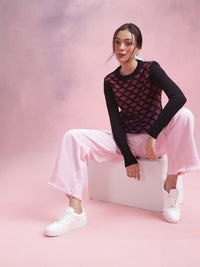 DressBerry Geometric Self Design Pullover