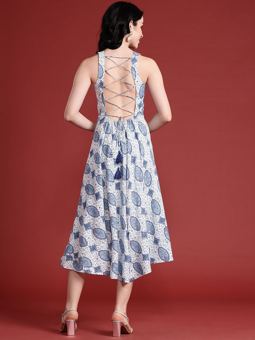 Anouk Floral Printed A-Line Ethnic Dress