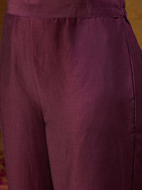 Indo Era Burgundy Floral Embroidered Straight Kurta with Trousers & Dupatta