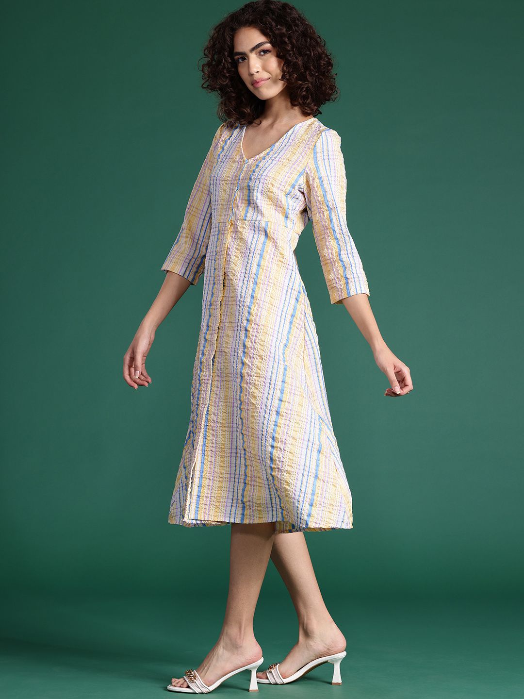 DressBerry Striped A-Line Midi Dress
