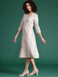 DressBerry Striped A-Line Midi Dress