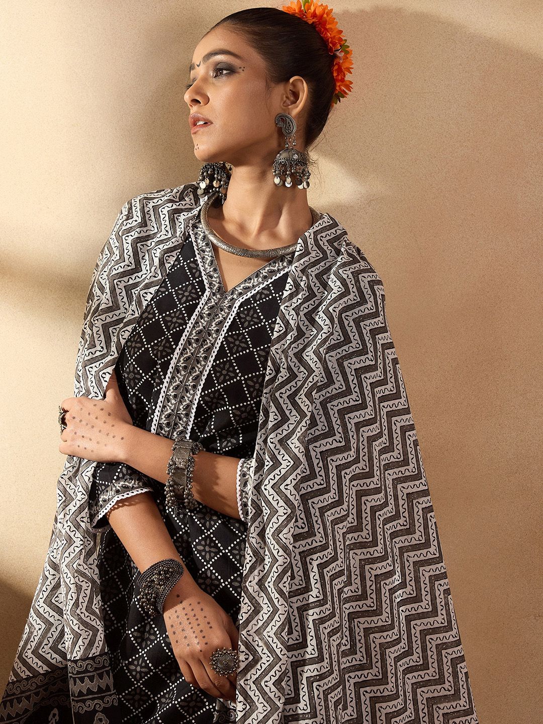 Indo Era Printed Regular Pure Cotton Kurta with Salwar &  Dupatta