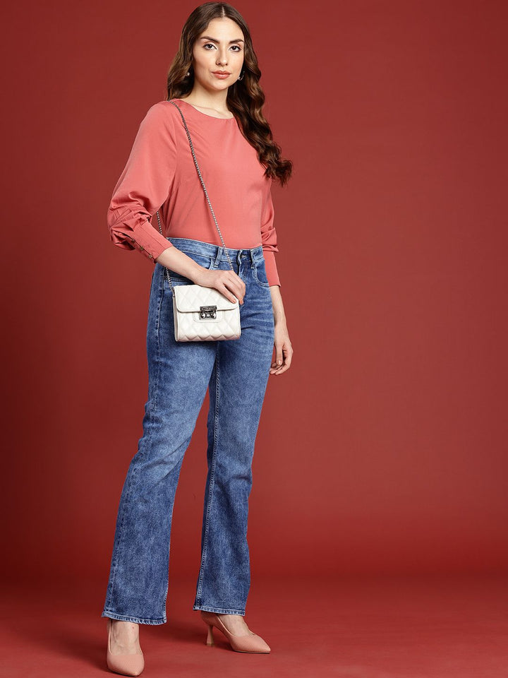 all about you Women Slim Bootcut High-Rise Heavy Fade Stretchable Jeans