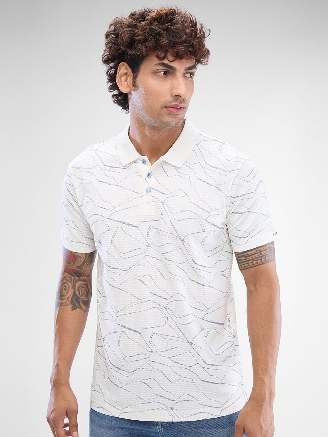 SPYKAR Men Printed Polo Collar Slim Fit T-shirt