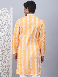 Jompers Floral Printed Mandarin Collar Sequins Straight Kurta