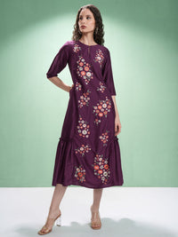 Vishudh Embroidered A-Line Midi Dress
