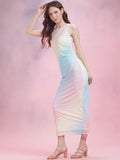 DressBerry Ruched Dyed Mesh Maxi Dress