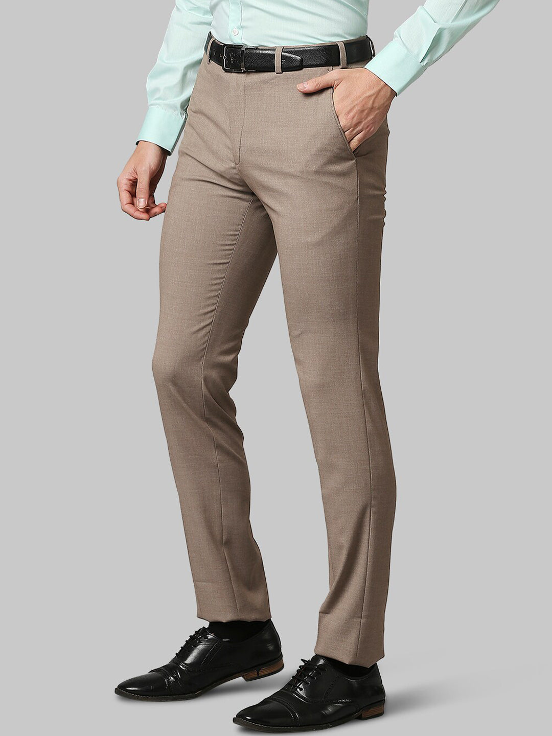 Raymond Men Brown Solid Slim Fit Formal Trousers
