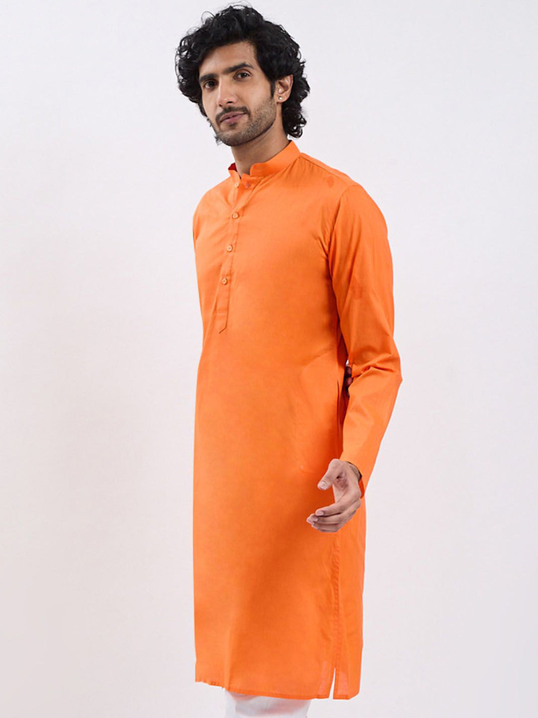 VASTRAMAY Mandarin Collar Cotton Straight Kurta