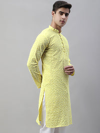 Jompers Embroidered Mandarin Collar Chikankari Kurta