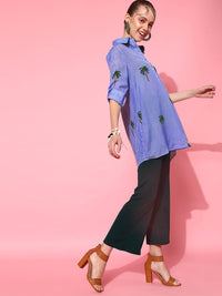 STREET 9 Women Blue Graphic Shirt