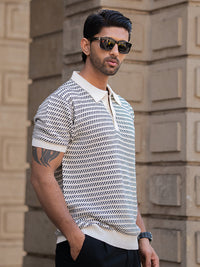Powerlook Men Striped Polo Collar T-shirt