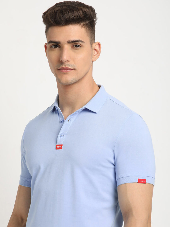 THE BEAR HOUSE Polo Collar Short Sleeves Slim Fit T-shirt
