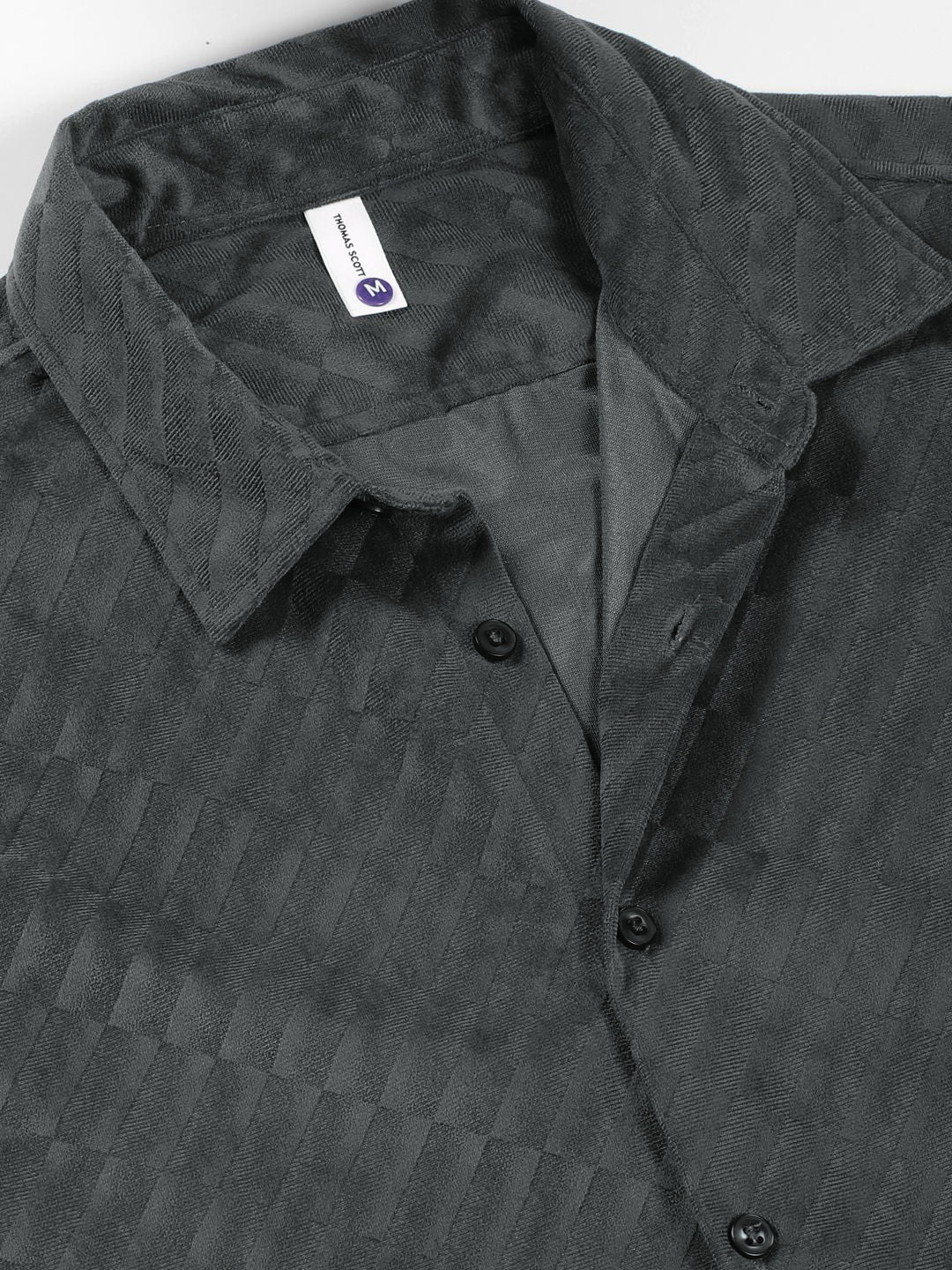 Thomas Scott Men Premium Spread Collar Textured Slim Fit Casual Shirt