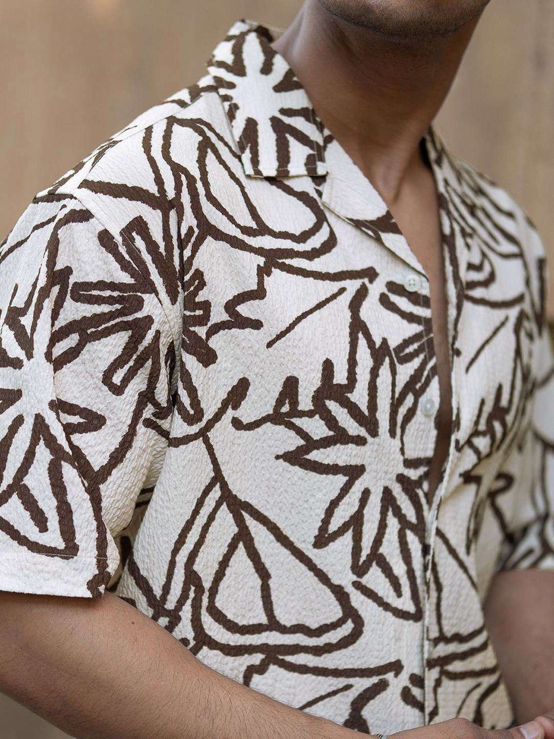 Powerlook Men Cuban Collar Textured Casual Shirt