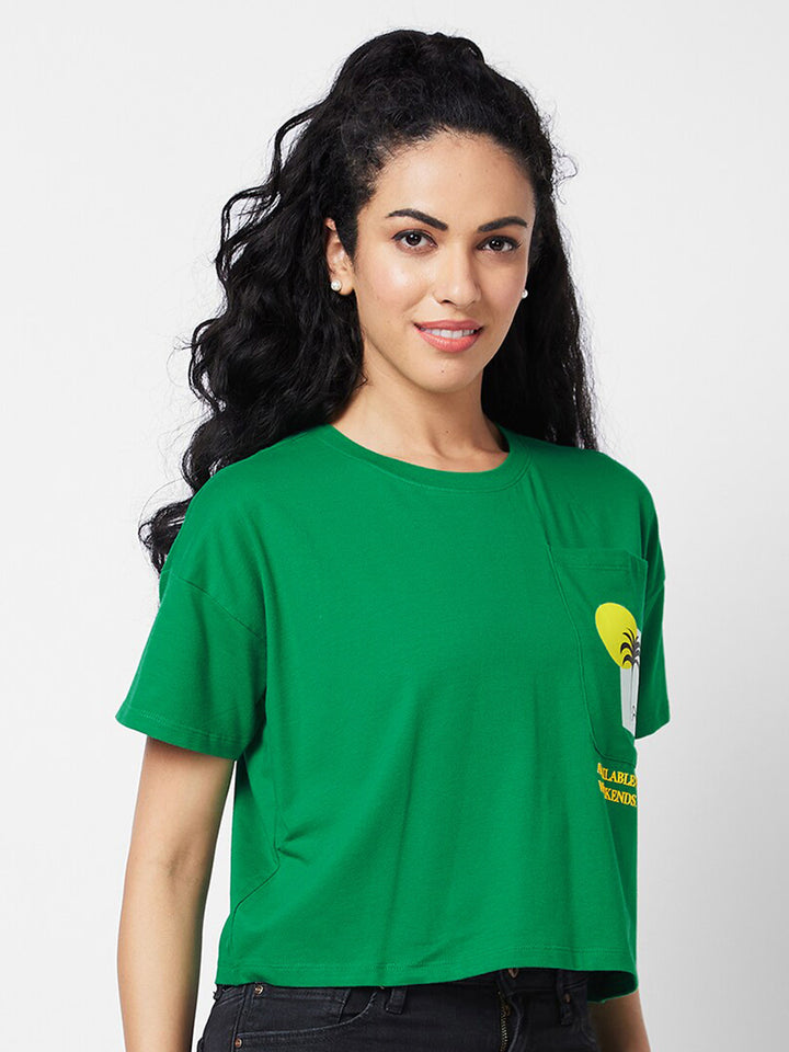 SPYKAR Graphic Printed Round Neck Half Sleeves Boxy T-shirt