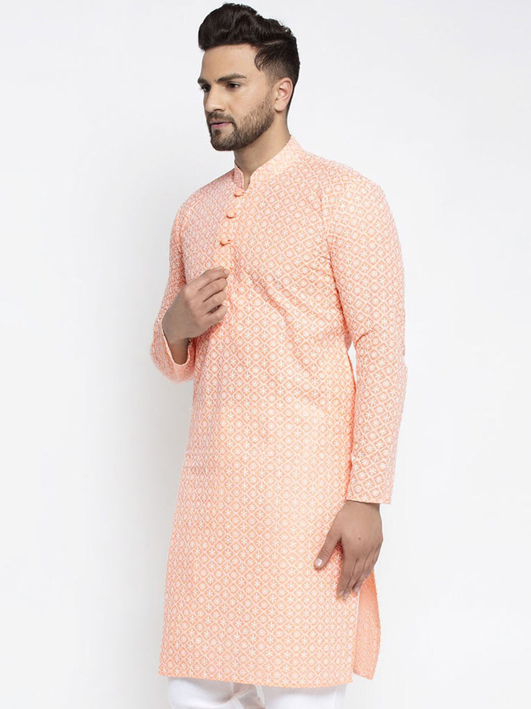 Jompers Men Orange Embroider14019356ed Kurta