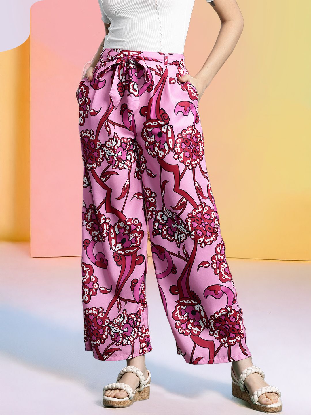 DressBerry Women Floral Printed Flared Trousers