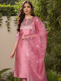 KALINI Floral Yoke Designed Regular Kurta With Trousers & Dupatta