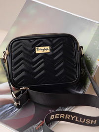 Berrylush Black Textured Structured Sling Bag