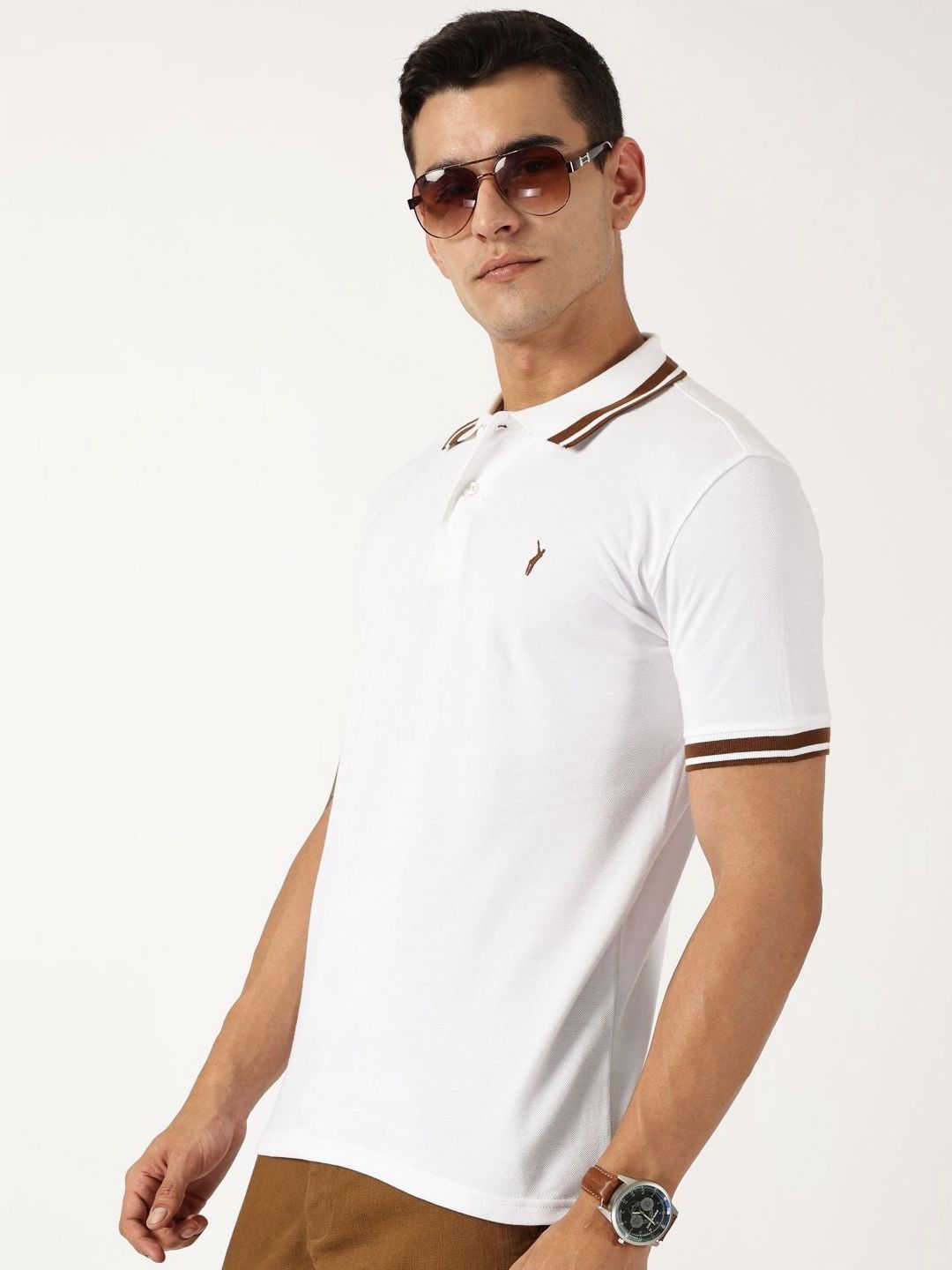 Thomas Scott Men Solid Polo Collar Cotton T-shirt