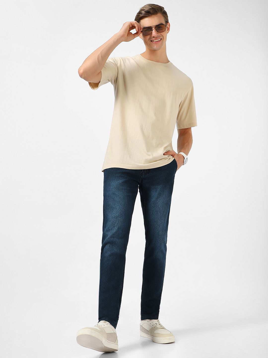 Urbano Fashion Men Slim Fit Slash Knee Light Fade Stretchable Jeans