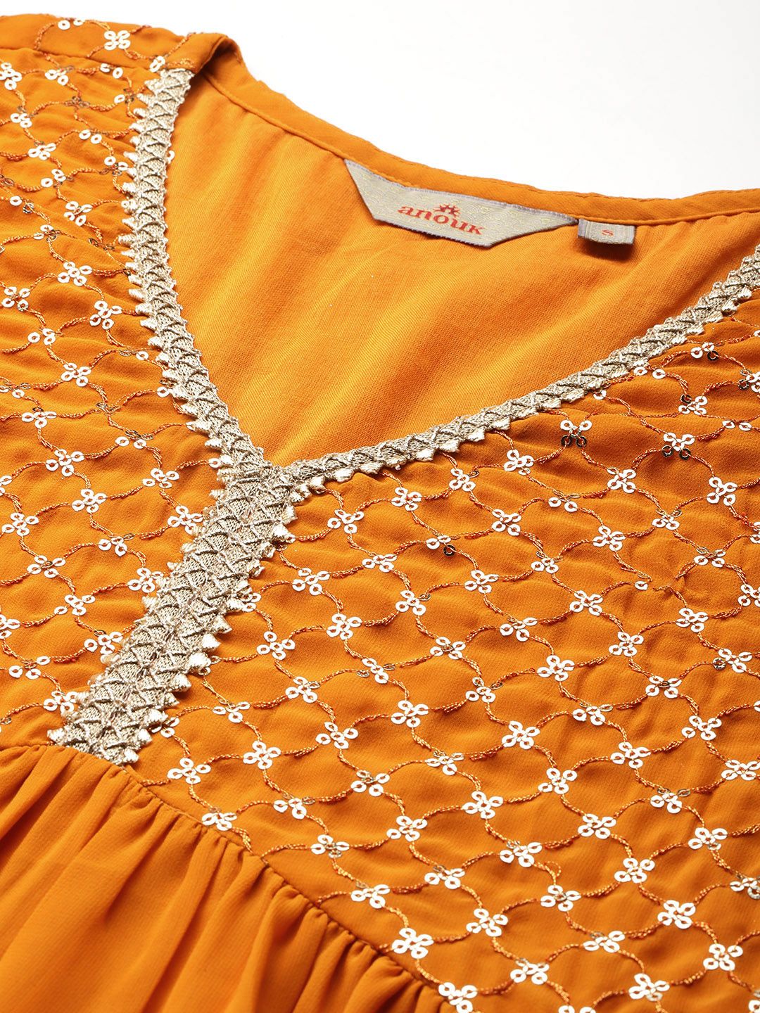 Anouk Yoke Design Sequinned A-Line Kurta