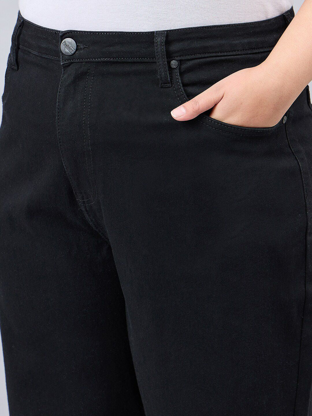 Style Quotient Women Plus Size Black Mom Fit High Rise Stretchable Denim Jeans