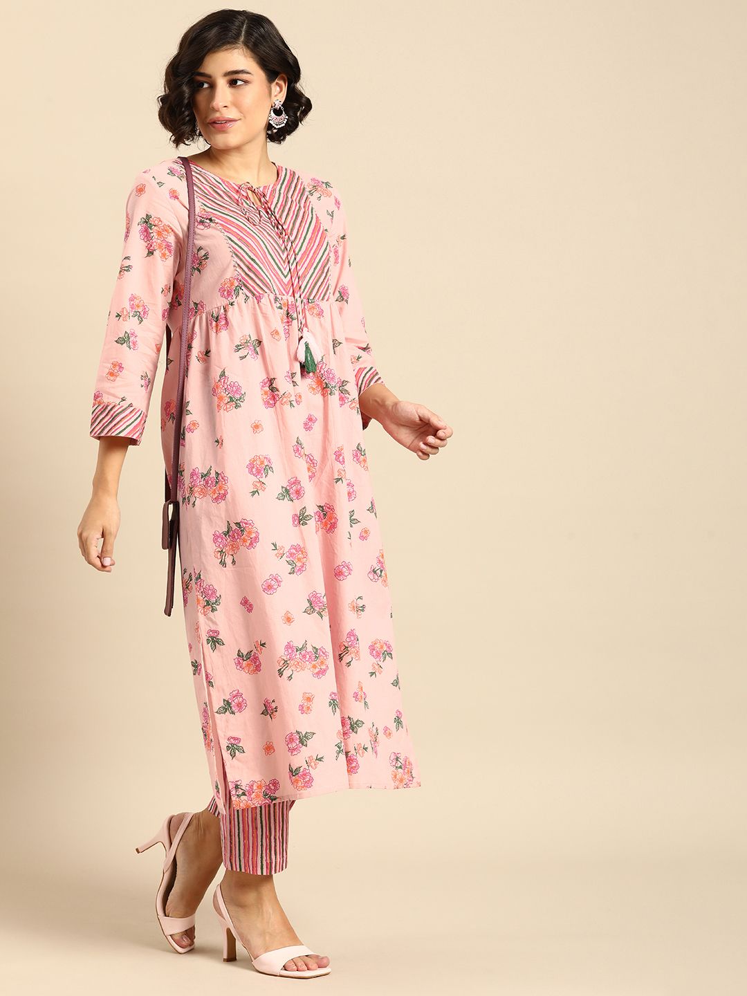 Anouk Women Pure Cotton Printed Regular Kurta With Trousers