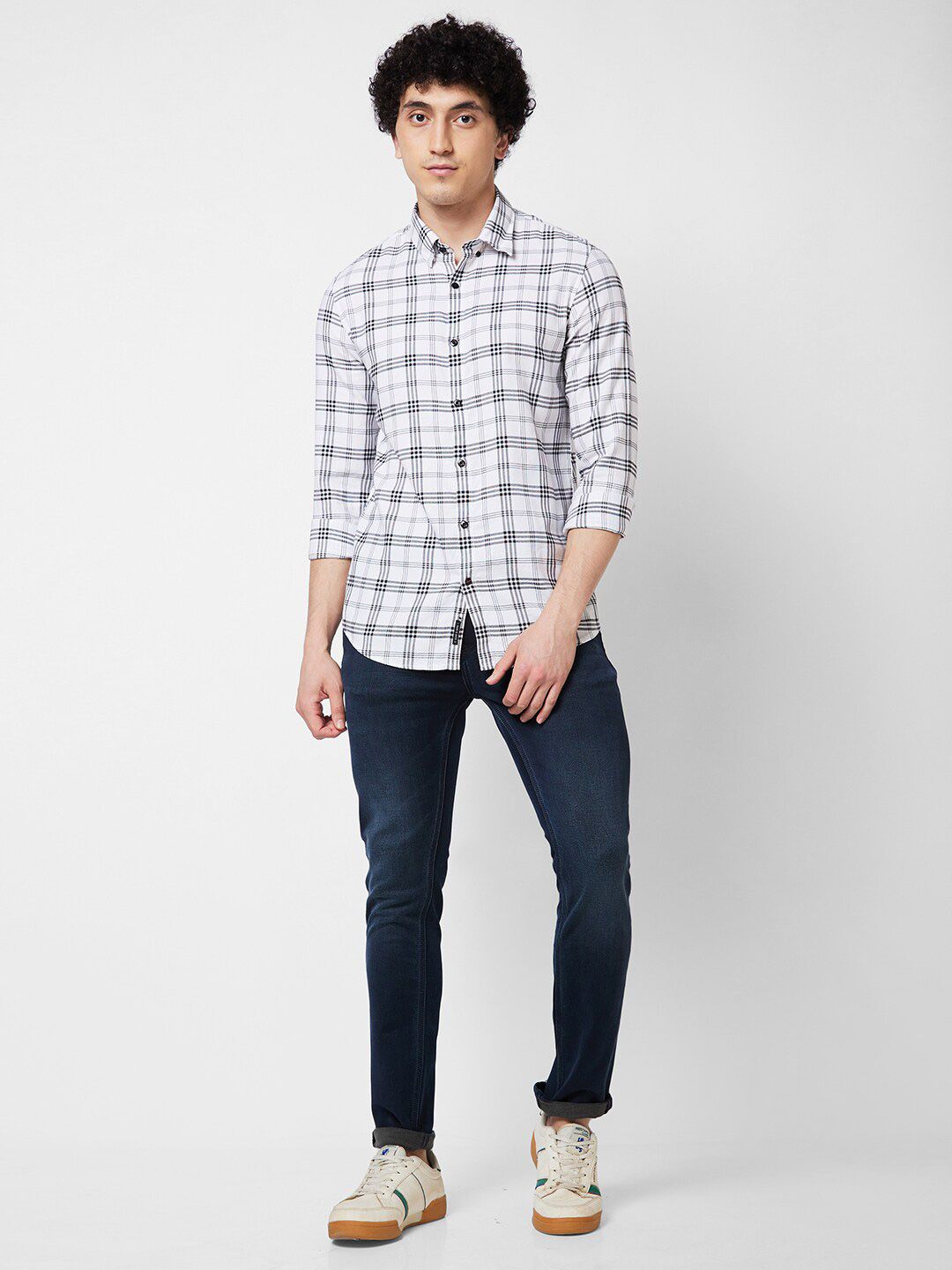 SPYKAR Tartan Checked Spread Collar Cotton Casual Shirt