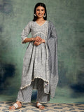 Libas Bandhani Printed Pleated Pure Cotton Kurta with Palazzos & With Dupatta