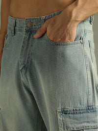 DENNISON Men Baggy Fit Korean Cargo Jeans