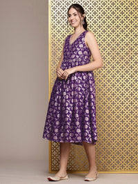 House of Pataudi Floral Embroidered A-Line Midi Jashn Dress