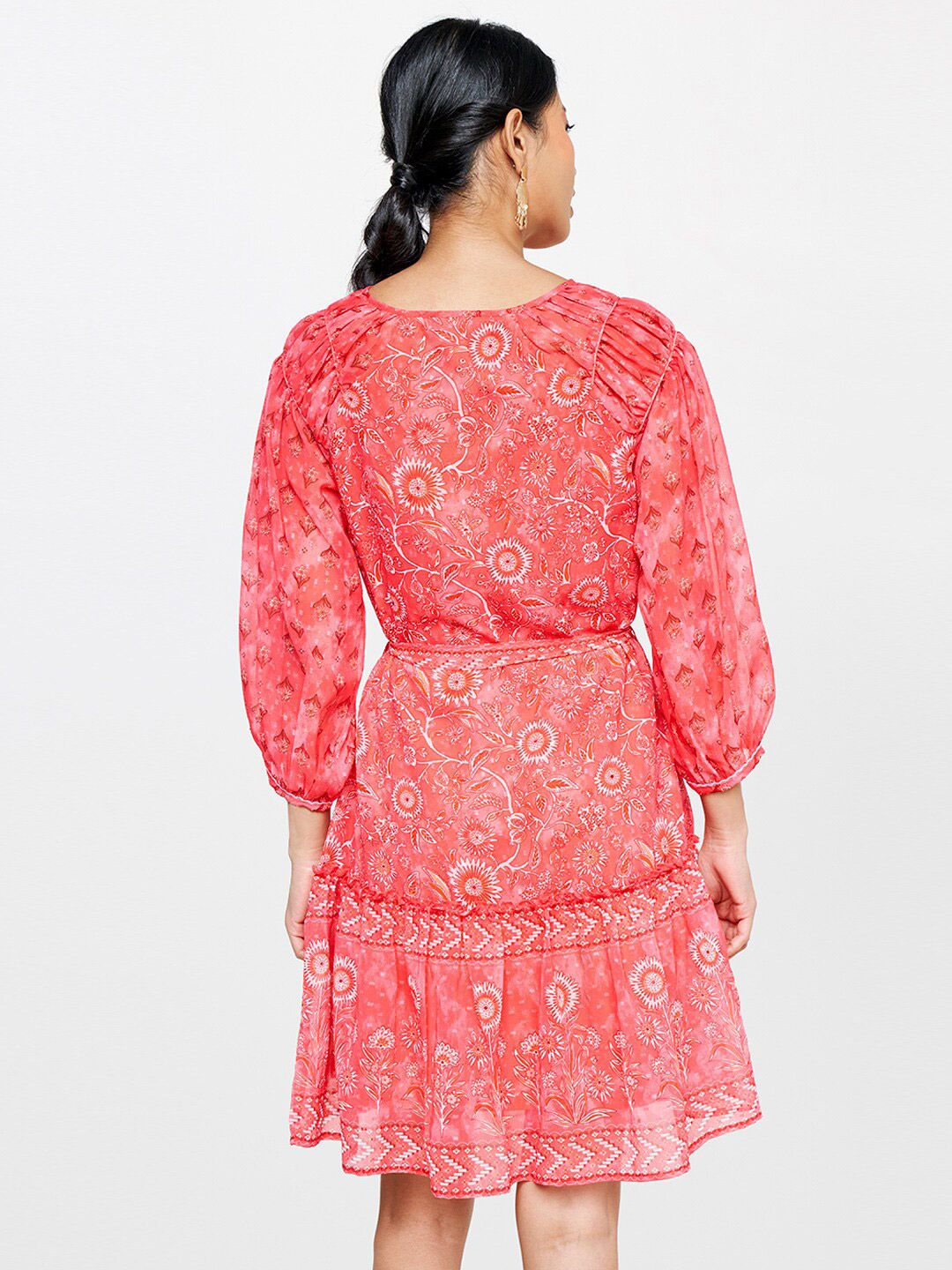 Global Desi Women Ethnic Motifs Printed A-Line Dobby Weave Dress