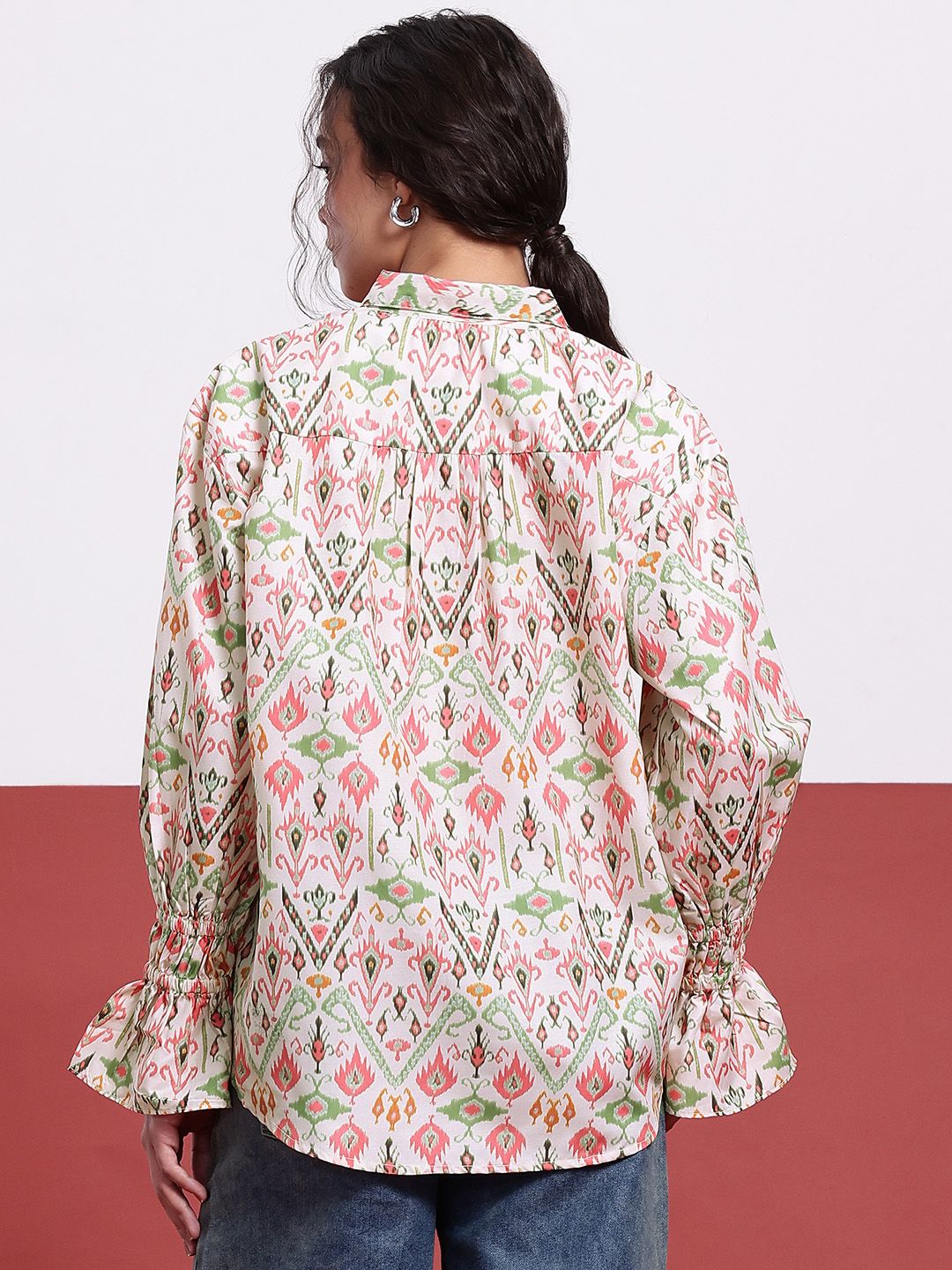 DressBerry Ikat Edge Printed Shirt Style Top