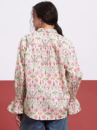 DressBerry Ikat Edge Printed Shirt Style Top