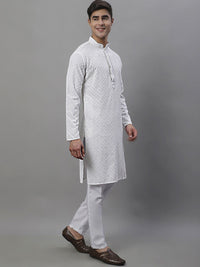 Jompers Geometric Chikankari Embroidered Kurta With Pyjamas