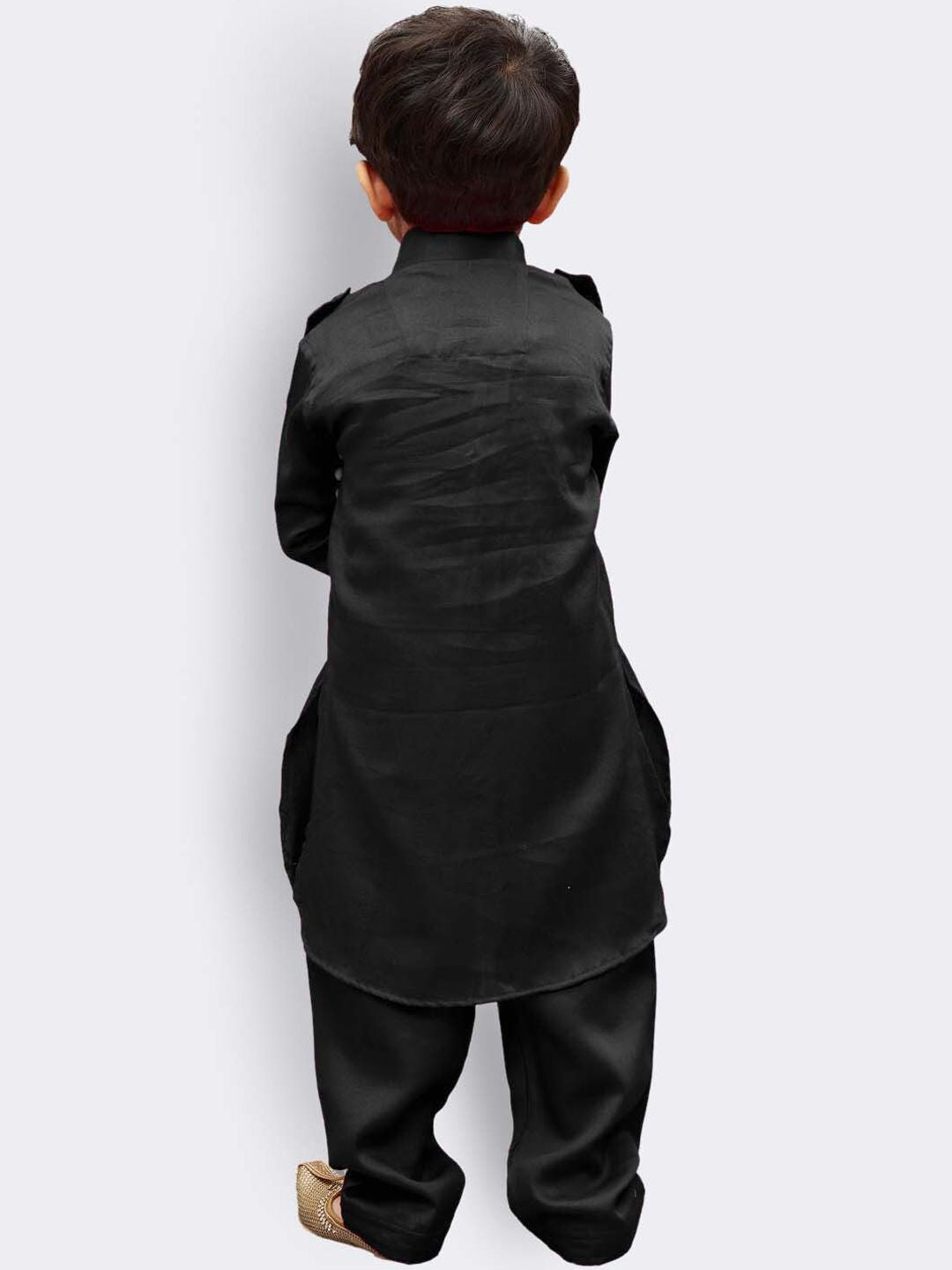 VASTRAMAY Boys Shirt Collar Cotton Pathani Kurta with Pyjamas