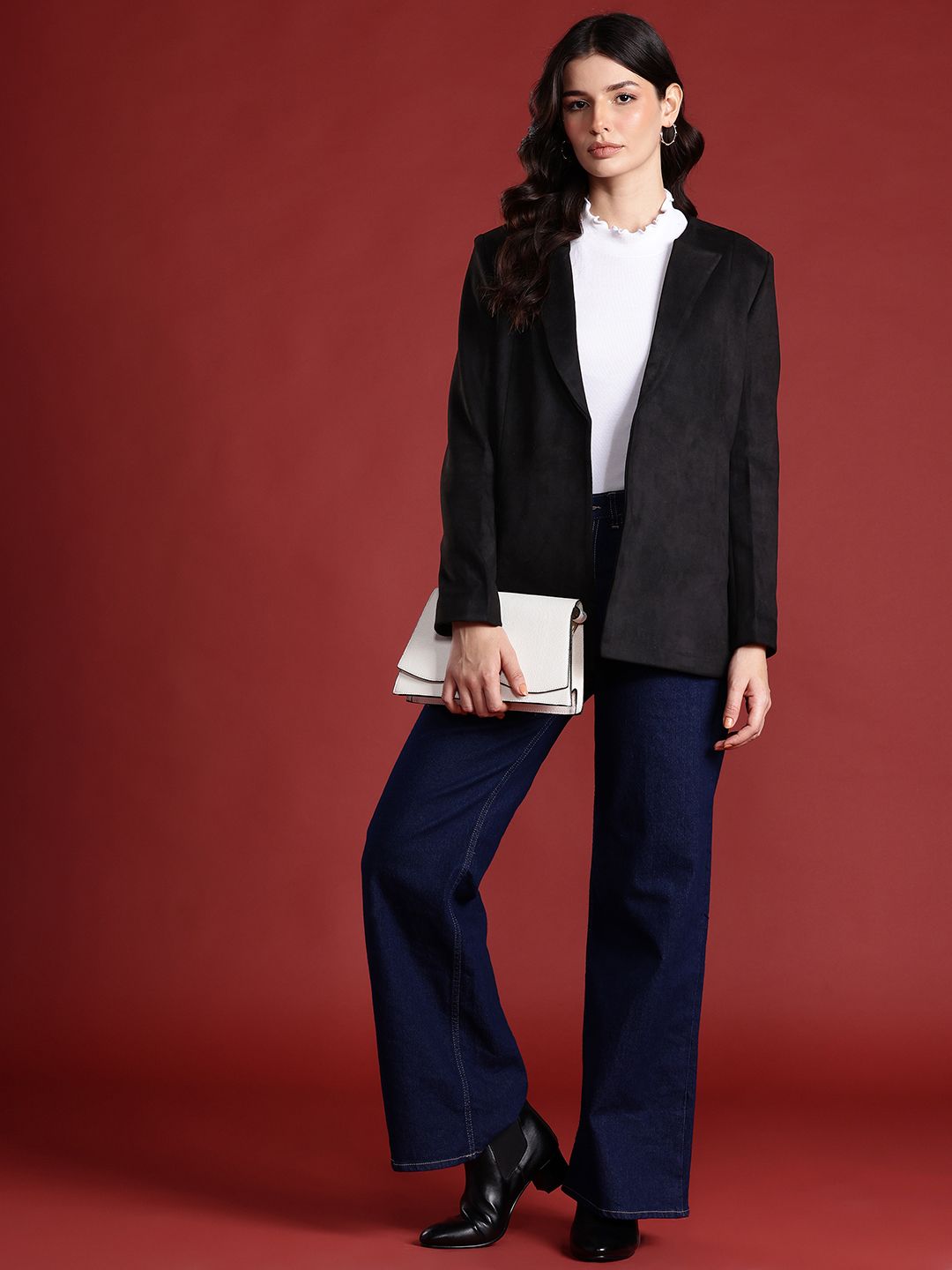 all about you Open-Front Suede-Finish Blazer