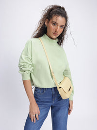 DressBerry High Neck Drop-Shoulder Crop Sweatshirt