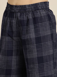 Vishudh Women Navy Blue Striped Kurta with Palazzo