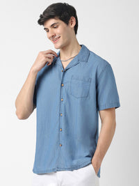 VASTRADO Cuban Collar Cotton Oversized Casual Shirt