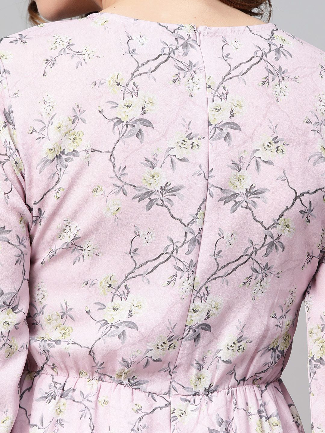 SASSAFRAS Women Pink & Green Printed Maxi Dress