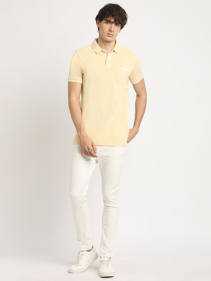 THE BEAR HOUSE Men's Solid Regular Fit Polo T-shirt