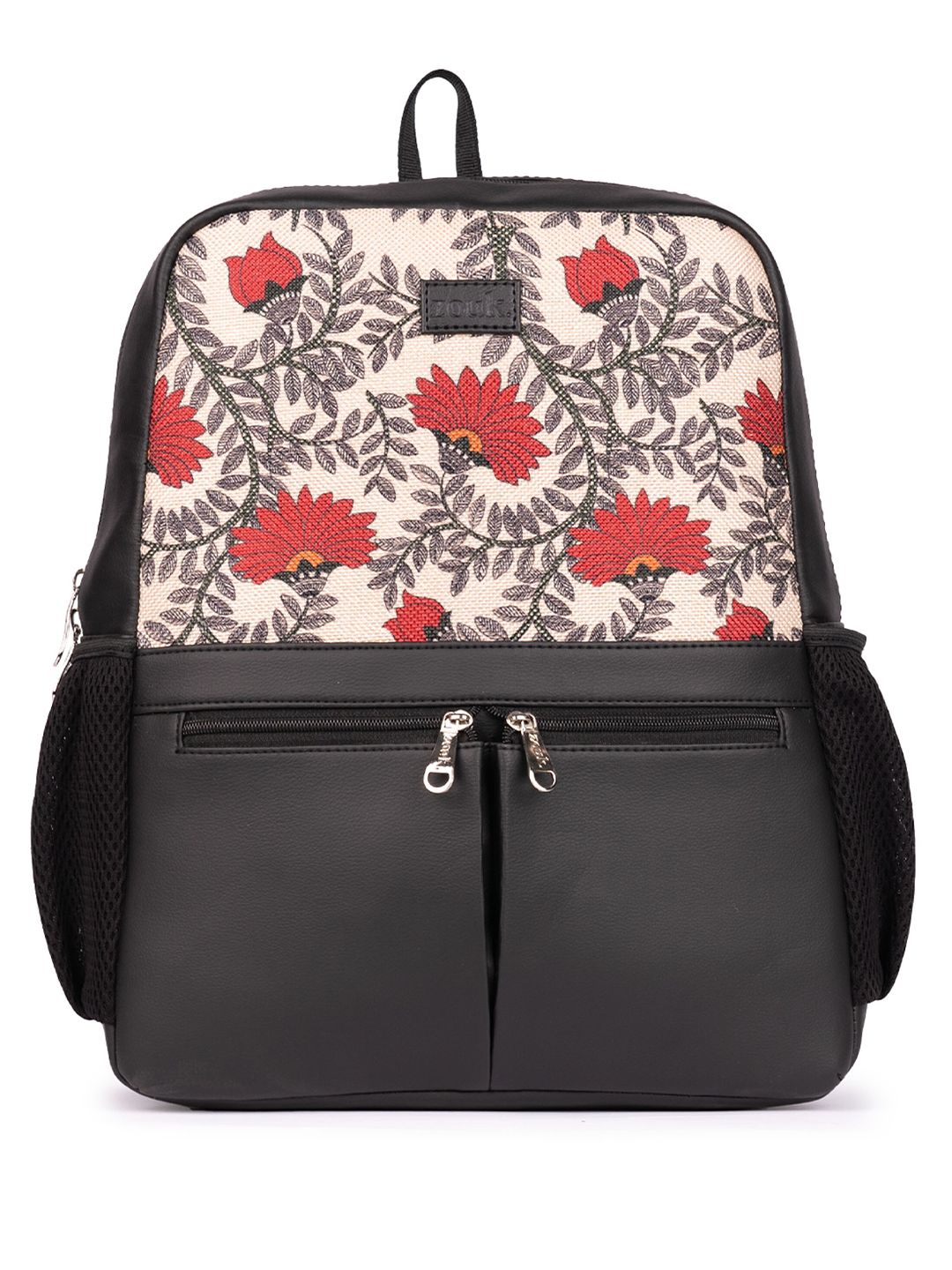 ZOUK Women Floral Printed Vegan Leather Backpack With Compression Straps-Up to 16 inch