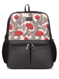 ZOUK Women Floral Printed Vegan Leather Backpack With Compression Straps-Up to 16 inch