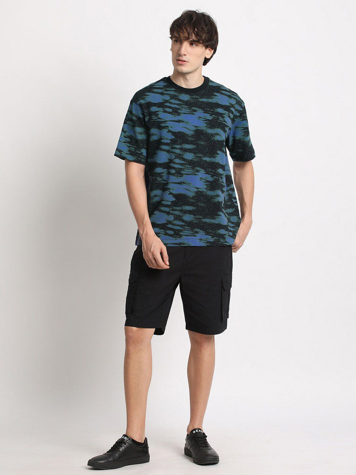 THE BEAR HOUSE Camouflage Printed Drop-Shoulder Sleeves Cotton T-shirt